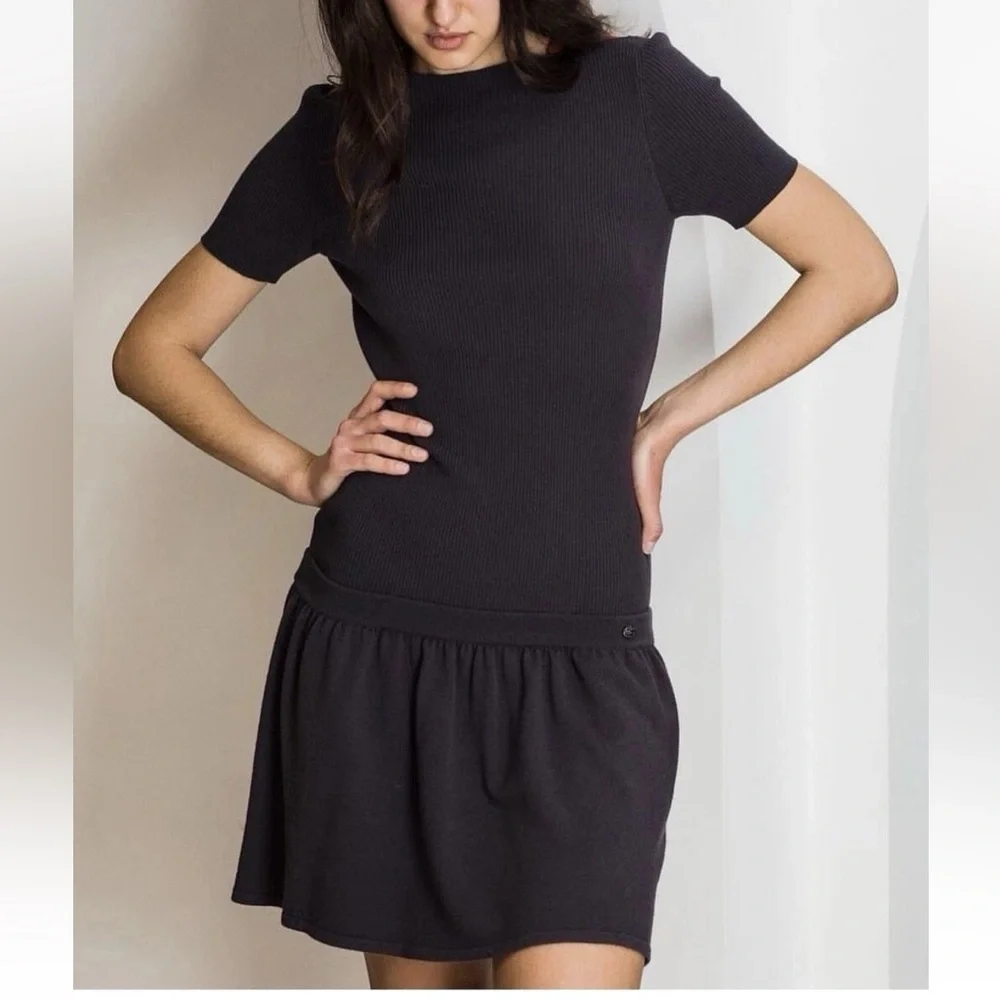 CHANEL Black Short Sleeve Dress